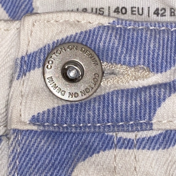 Cotton On Size 8 Long Straight Jeans In Blue Swirl - Picture 8 of 15